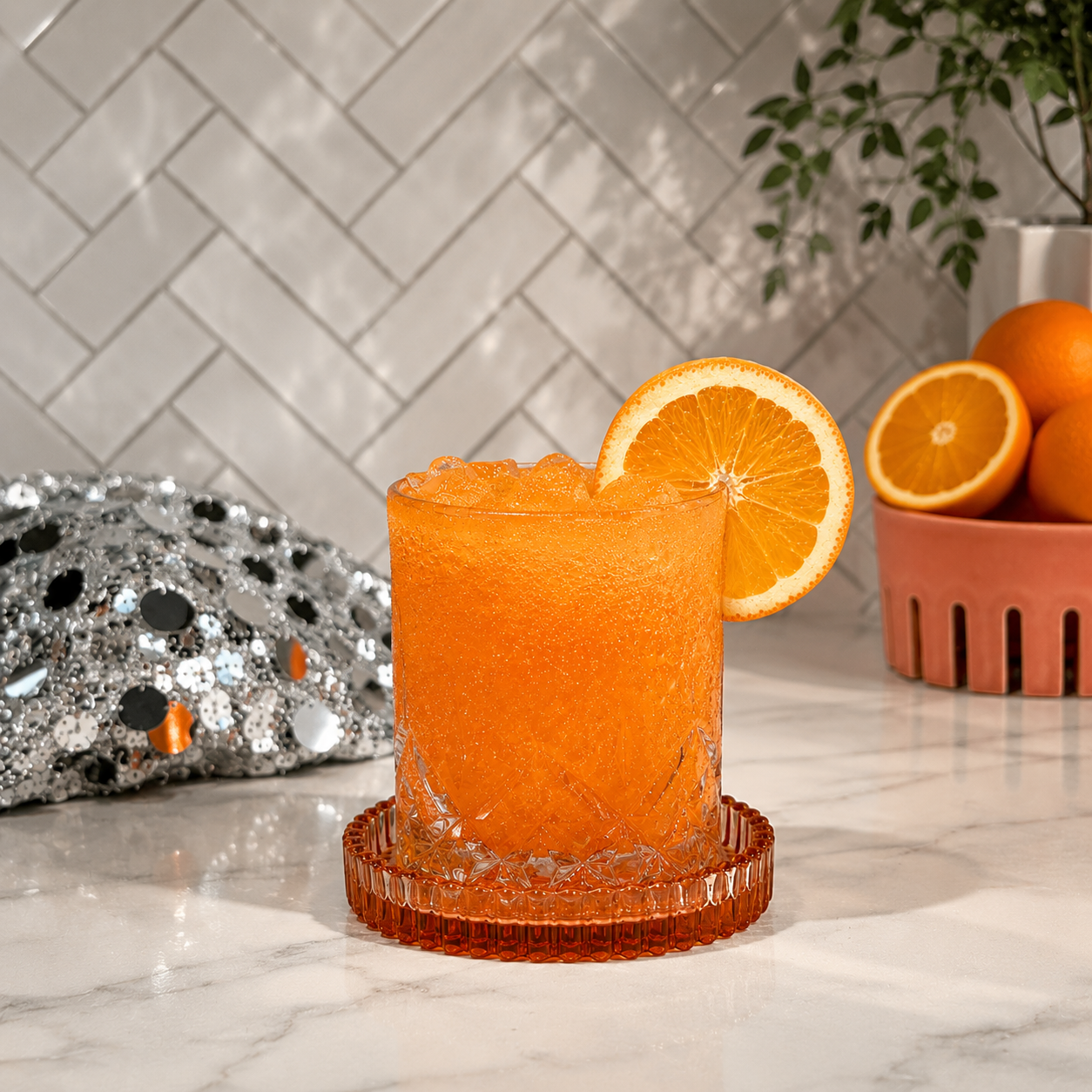 Orangen-Glitzer-Mocktail